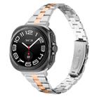 For Samsung Galaxy Watch Ultra 47mm / Ultra 2025 Three Beads Slim Stainless Steel Watch Band(Silver Rose Gold) - 1