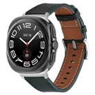 For Samsung Galaxy Watch Ultra 47mm / Ultra 2025 Silver Buckle Nappa Genuine Leather Watch Band(Blue) - 1