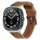 For Samsung Galaxy Watch Ultra 47mm / Ultra 2025 Silver Buckle Nappa Genuine Leather Watch Band(Light Brown) - 1