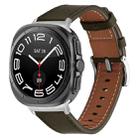 For Samsung Galaxy Watch Ultra 47mm / Ultra 2025 Silver Buckle Nappa Genuine Leather Watch Band(Dark Coffee) - 1