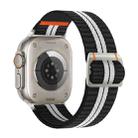 For Apple Watch 46mm / 49mm / 45mm / 44mm Watchman Mechanical Buckle Nylon Watch Band(Black White Stripe) - 1