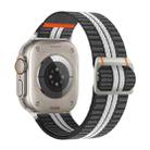 For Apple Watch 46mm / 49mm / 45mm / 44mm Watchman Mechanical Buckle Nylon Watch Band(Gray White Stripe) - 1