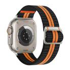 For Apple Watch 46mm / 49mm / 45mm / 44mm Watchman Mechanical Buckle Nylon Watch Band(Black Orange Stripe) - 1