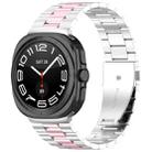 For Samsung Galaxy Watch8 / Watch8 Classic Three Beads Stainless Steel Watch Band with Removal Tool(Silver Pink) - 1