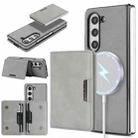 For Samsung Galaxy Z Fold7 Kalebol Strong Magnetic MagSafe 2-Fold Ring Magnetic Card Case Leather Side Sticker Phone Case(Gray) - 1