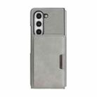 For Samsung Galaxy Z Fold7 Kalebol Strong Magnetic MagSafe 2-Fold Ring Magnetic Card Case Leather Side Sticker Phone Case(Gray) - 2