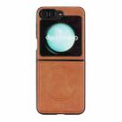 For Samsung Galaxy Z Flip6 Kalebol Strong Magnetic MagSafe 2-Fold Ring Magnetic Card Case Leather Side Sticker Phone Case(Brown) - 4