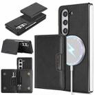 For Samsung Galaxy Z Fold6 Kalebol Strong Magnetic MagSafe 2-Fold Ring Magnetic Card Case Leather Side Sticker Phone Case(Black) - 1