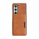 For Samsung Galaxy Z Fold6 Kalebol Strong Magnetic MagSafe 2-Fold Ring Magnetic Card Case Leather Side Sticker Phone Case(Brown) - 2