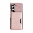 For Samsung Galaxy Z Fold6 Kalebol Strong Magnetic MagSafe 2-Fold Ring Magnetic Card Case Leather Side Sticker Phone Case(Pink Gold) - 2