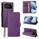 For iPhone 17 Pro Max ENKAY RFID Blocking Wallet Kickstand Litchi Texture Leather Phone Case(Purple) - 1