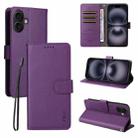 For iPhone 17 ENKAY RFID Blocking Wallet Kickstand Litchi Texture Leather Phone Case(Purple) - 1