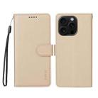 For iPhone 16 Pro ENKAY RFID Blocking Wallet Kickstand Litchi Texture Leather Phone Case(Beige) - 2