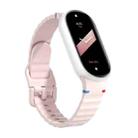 For Xiaomi Smart Band 10 / 9 / 8 Wavy Grain Stitched Silicone Watch Band(Pink) - 1