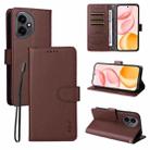 For Honor 400 Global 156.5mm ENKAY RFID Blocking Wallet Kickstand Litchi Texture Leather Phone Case(Brown) - 1