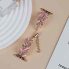 For Apple Watch 46mm / 49mm / 45mm / 44mm Leaf Shaped Diamond Studded Bracelet Alloy Watch Band(Rose Pink) - 2