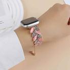 For Apple Watch 46mm / 49mm / 45mm / 44mm Leaf Shaped Diamond Studded Bracelet Alloy Watch Band(Rose Pink) - 3