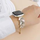 For Apple Watch 46mm / 49mm / 45mm / 44mm Leaf Shaped Diamond Studded Bracelet Alloy Watch Band(Gold White) - 3
