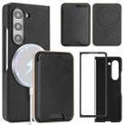 For Samsung Galaxy Z Fold7 5G Kalebol Slim MagSafe Ring Magnetic Card Bag Side Sticker Leather Phone Case(Black) - 1