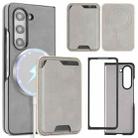 For Samsung Galaxy Z Fold7 5G Kalebol Slim MagSafe Ring Magnetic Card Bag Side Sticker Leather Phone Case(Gray) - 1