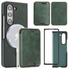 For Samsung Galaxy Z Fold7 5G Kalebol Slim MagSafe Ring Magnetic Card Bag Side Sticker Leather Phone Case(Green) - 1