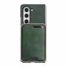 For Samsung Galaxy Z Fold7 5G Kalebol Slim MagSafe Ring Magnetic Card Bag Side Sticker Leather Phone Case(Green) - 2
