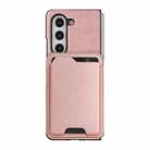For Samsung Galaxy Z Fold7 5G Kalebol Slim MagSafe Ring Magnetic Card Bag Side Sticker Leather Phone Case(Pink Gold) - 2