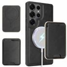 For Samsung Galaxy S25 Ultra 5G Kalebol Slim MagSafe Ring Magnetic Card Bag Side Sticker Leather Phone Case(Black) - 1