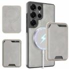 For Samsung Galaxy S25 Ultra 5G Kalebol Slim MagSafe Ring Magnetic Card Bag Side Sticker Leather Phone Case(Gray) - 1
