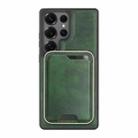 For Samsung Galaxy S25 Ultra 5G Kalebol Slim MagSafe Ring Magnetic Card Bag Side Sticker Leather Phone Case(Green) - 2