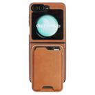 For Samsung Galaxy Z Flip6 Kalebol Slim MagSafe Ring Magnetic Card Bag Side Sticker Leather Phone Case(Brown) - 2