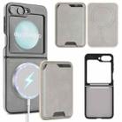 For Samsung Galaxy Z Flip6 Kalebol Slim MagSafe Ring Magnetic Card Bag Side Sticker Leather Phone Case(Gray) - 1