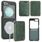For Samsung Galaxy Z Flip6 Kalebol Slim MagSafe Ring Magnetic Card Bag Side Sticker Leather Phone Case(Green) - 1