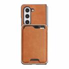 For Samsung Galaxy Z Fold5 Kalebol Slim MagSafe Ring Magnetic Card Bag Side Sticker Leather Phone Case(Brown) - 2