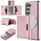 For Samsung Galaxy Z Fold7 5G Kalebol Strong Magnetic MagSafe Tri-Fold Wallet Side Sticker Leather Phone Case(Pink Gold) - 1