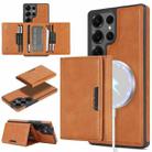 For Samsung Galaxy S25 Ultra 5G Kalebol Strong Magnetic MagSafe Tri-Fold Wallet Side Sticker Leather Phone Case(Brown) - 1
