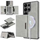 For Samsung Galaxy S25 Ultra 5G Kalebol Strong Magnetic MagSafe Tri-Fold Wallet Side Sticker Leather Phone Case(Gray) - 1