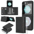 For Samsung Galaxy Z Flip6 Kalebol Strong Magnetic MagSafe Tri-Fold Wallet Side Sticker Leather Phone Case(Black) - 1
