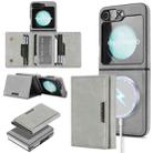For Samsung Galaxy Z Flip6 Kalebol Strong Magnetic MagSafe Tri-Fold Wallet Side Sticker Leather Phone Case(Gray) - 1