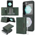 For Samsung Galaxy Z Flip6 Kalebol Strong Magnetic MagSafe Tri-Fold Wallet Side Sticker Leather Phone Case(Green) - 1