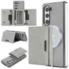 For Samsung Galaxy Z Fold6 Kalebol Strong Magnetic MagSafe Tri-Fold Wallet Side Sticker Leather Phone Case(Gray) - 1