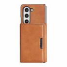For Samsung Galaxy Z Fold5 Kalebol Strong Magnetic MagSafe Tri-Fold Wallet Side Sticker Leather Phone Case(Brown) - 2