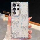 For Samsung Galaxy S24 FE 5G Diamond Glitter Bow-knot Four-Corner Shockproof Phone Case(Transparent Stars) - 1