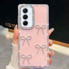 For Samsung Galaxy A55 5G Diamond Glitter Bow-knot Four-Corner Shockproof Phone Case(Light Pink) - 1