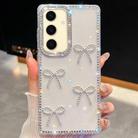 For Samsung Galaxy S24+ 5G Diamond Glitter Bow-knot Four-Corner Shockproof Phone Case(Transparent) - 1