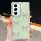 For Samsung Galaxy A17 5G Diamond Glitter Bow-knot Four-Corner Shockproof Phone Case(Light Green) - 1