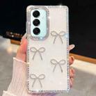 For Samsung Galaxy A17 5G Diamond Glitter Bow-knot Four-Corner Shockproof Phone Case(White) - 1