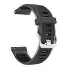 22mm Silver Steel Buckle Translucent Color Silicone Watch Band(Black) - 3