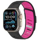 For Apple Watch 46mm / 49mm / 45mm / 44mm Oblique Buckle Breathable Two-Color Silicone Watch Band(Black Barbie Pink) - 1