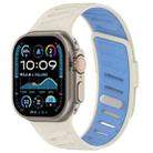 For Apple Watch 46mm / 49mm / 45mm / 44mm Oblique Buckle Breathable Two-Color Silicone Watch Band(Antique White Misty Blue) - 1